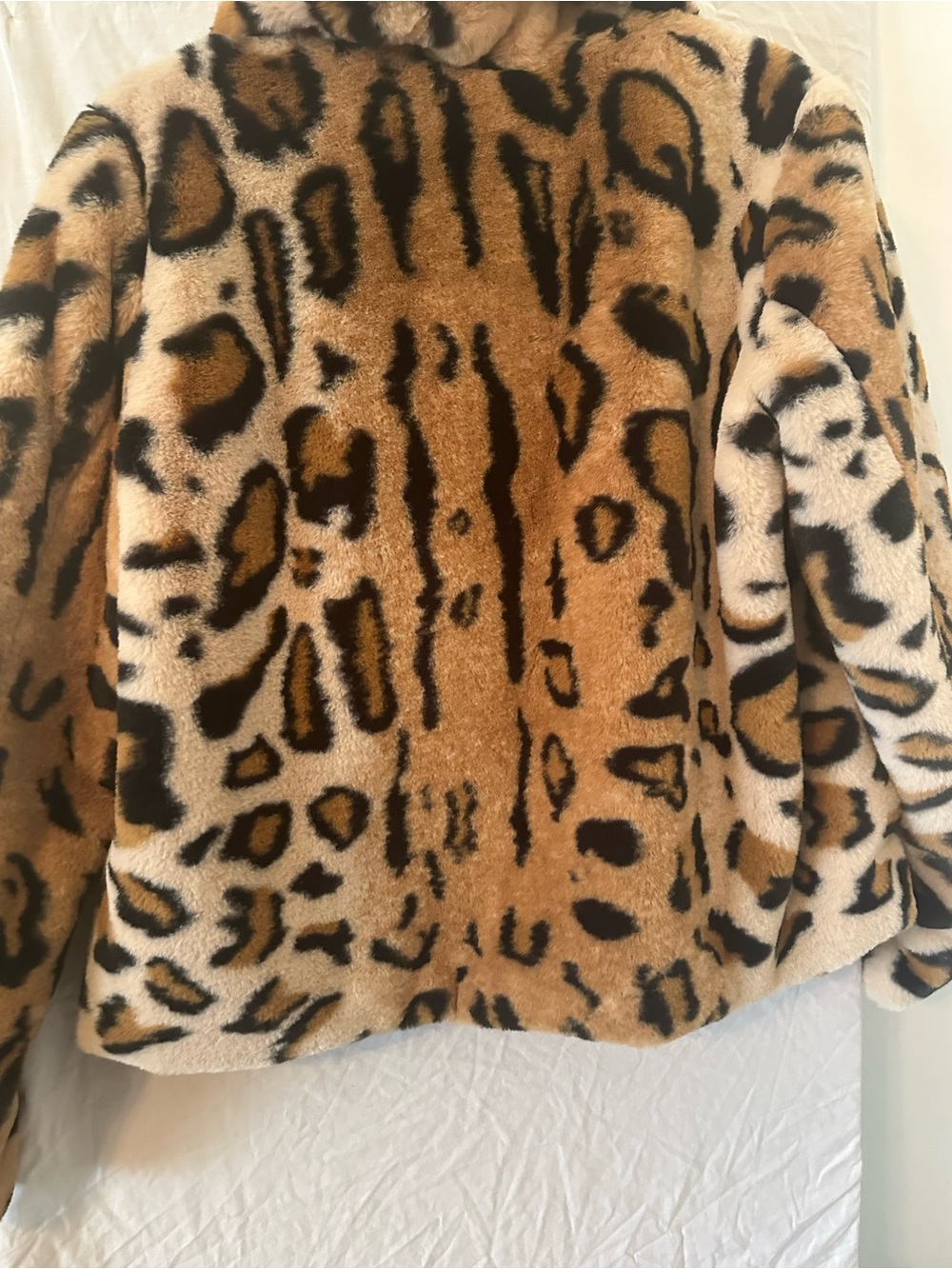 Jennifer Lopez Leopard Faux Fur Teddy Jacket - Brown Black Cream - Picture 3 of 4